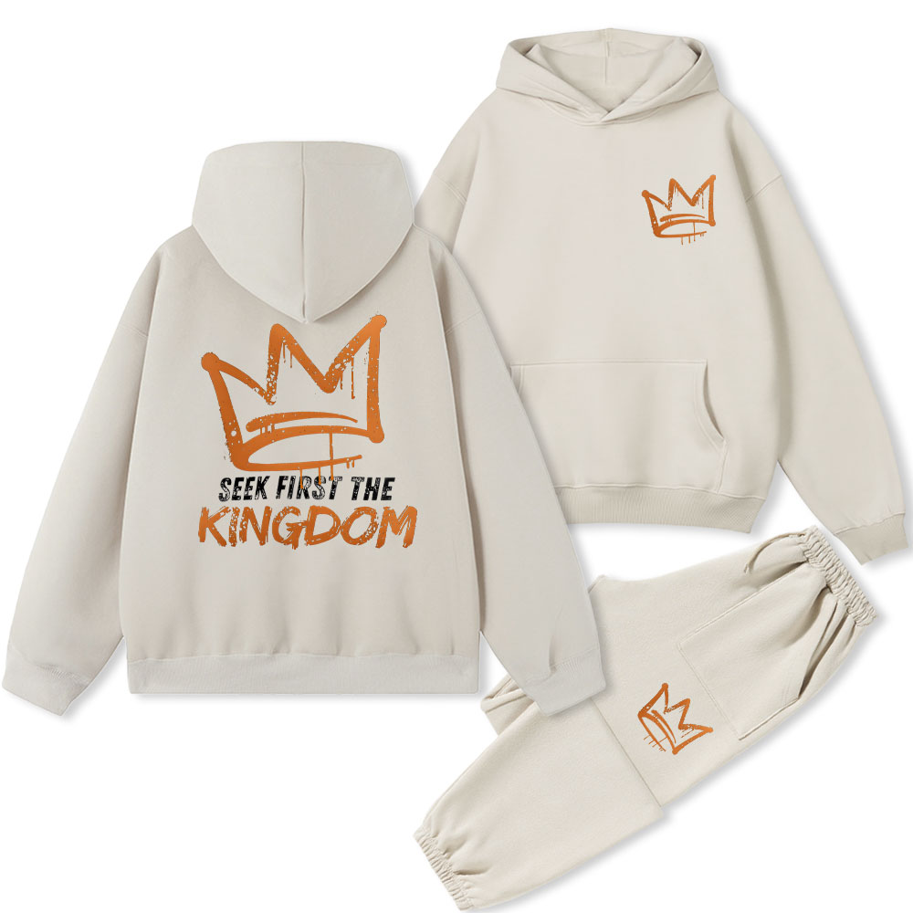 Seek First The Kingdom Christian Fleece Hoodie Set Sale - GuidingCross