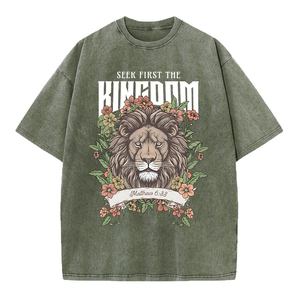 Seek First The Kingdom Christian Washed T-Shirt