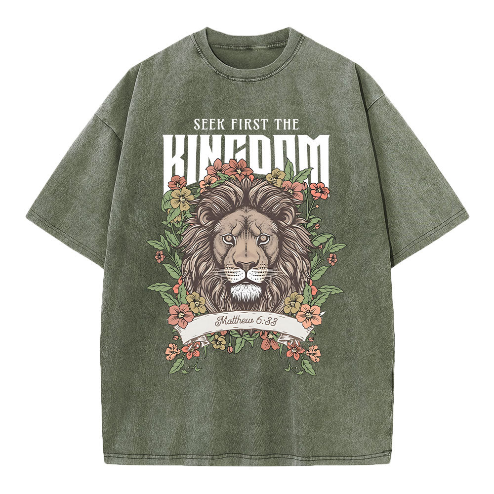 Seek First The Kingdom Christian Washed T-Shirt