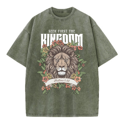 Seek First The Kingdom Christian Washed T-Shirt