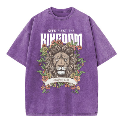 Seek First The Kingdom Christian Washed T-Shirt