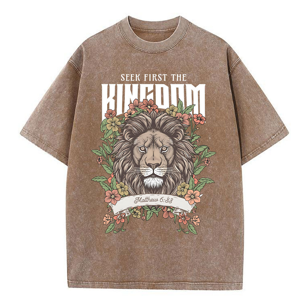 Seek First The Kingdom Christian Washed T-Shirt