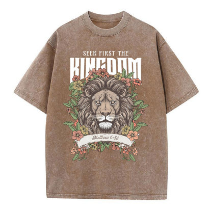 Seek First The Kingdom Christian Washed T-Shirt