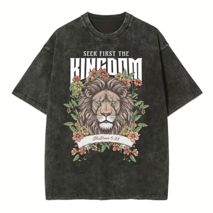 Seek First The Kingdom Christian Washed T-Shirt