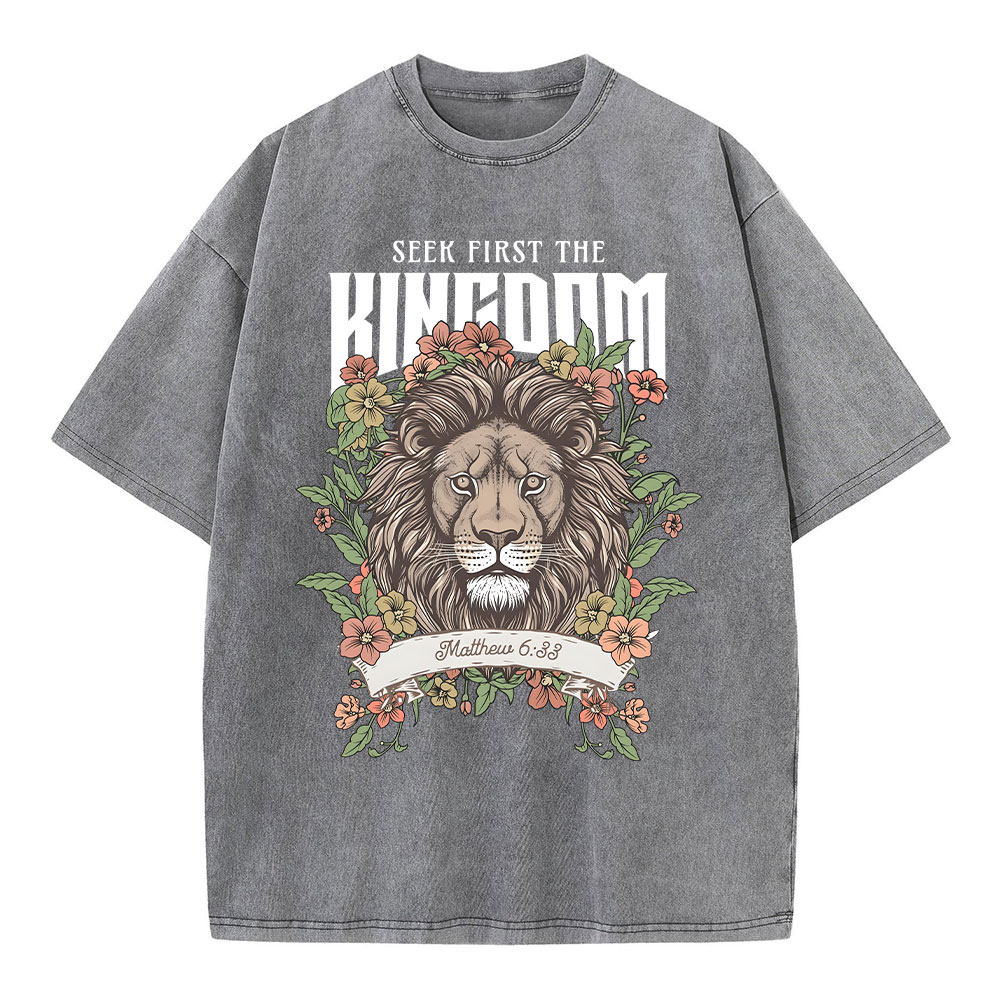 Seek First The Kingdom Christian Washed T-Shirt