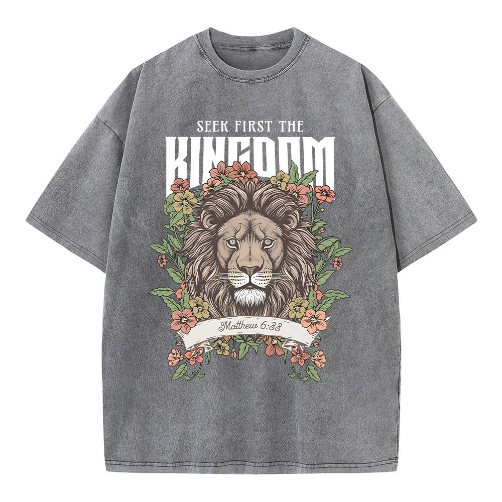 Seek First The Kingdom Christian Washed T-Shirt