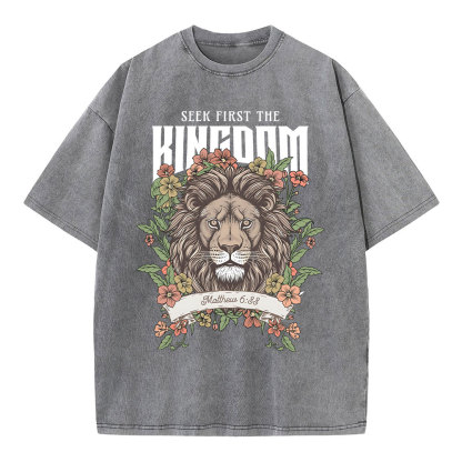 Seek First The Kingdom Christian Washed T-Shirt