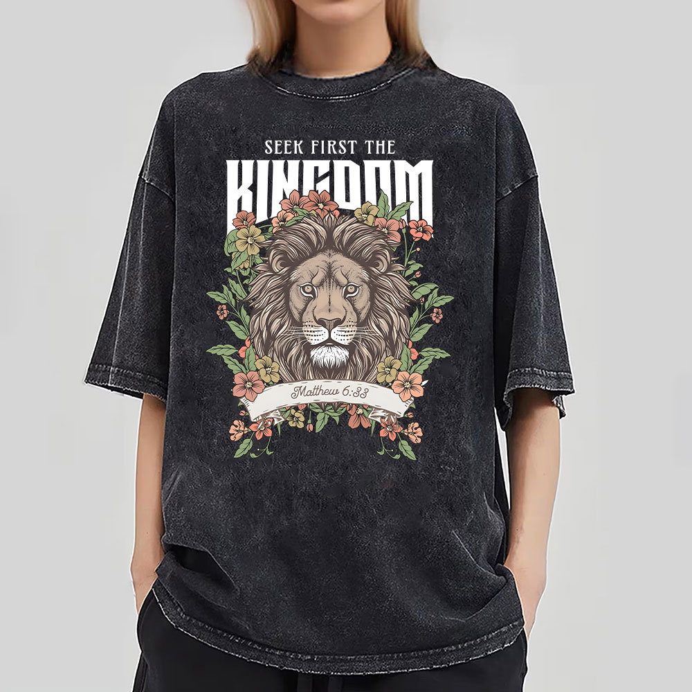 Seek First The Kingdom Christian Washed T-Shirt