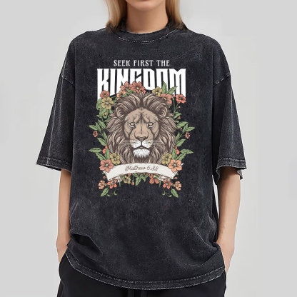 Seek First The Kingdom Christian Washed T-Shirt