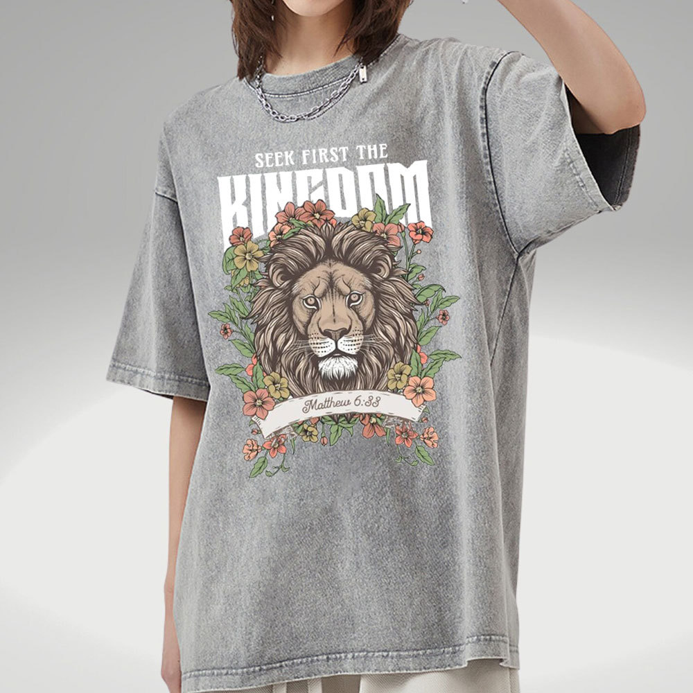 Seek First The Kingdom Christian Washed T-Shirt