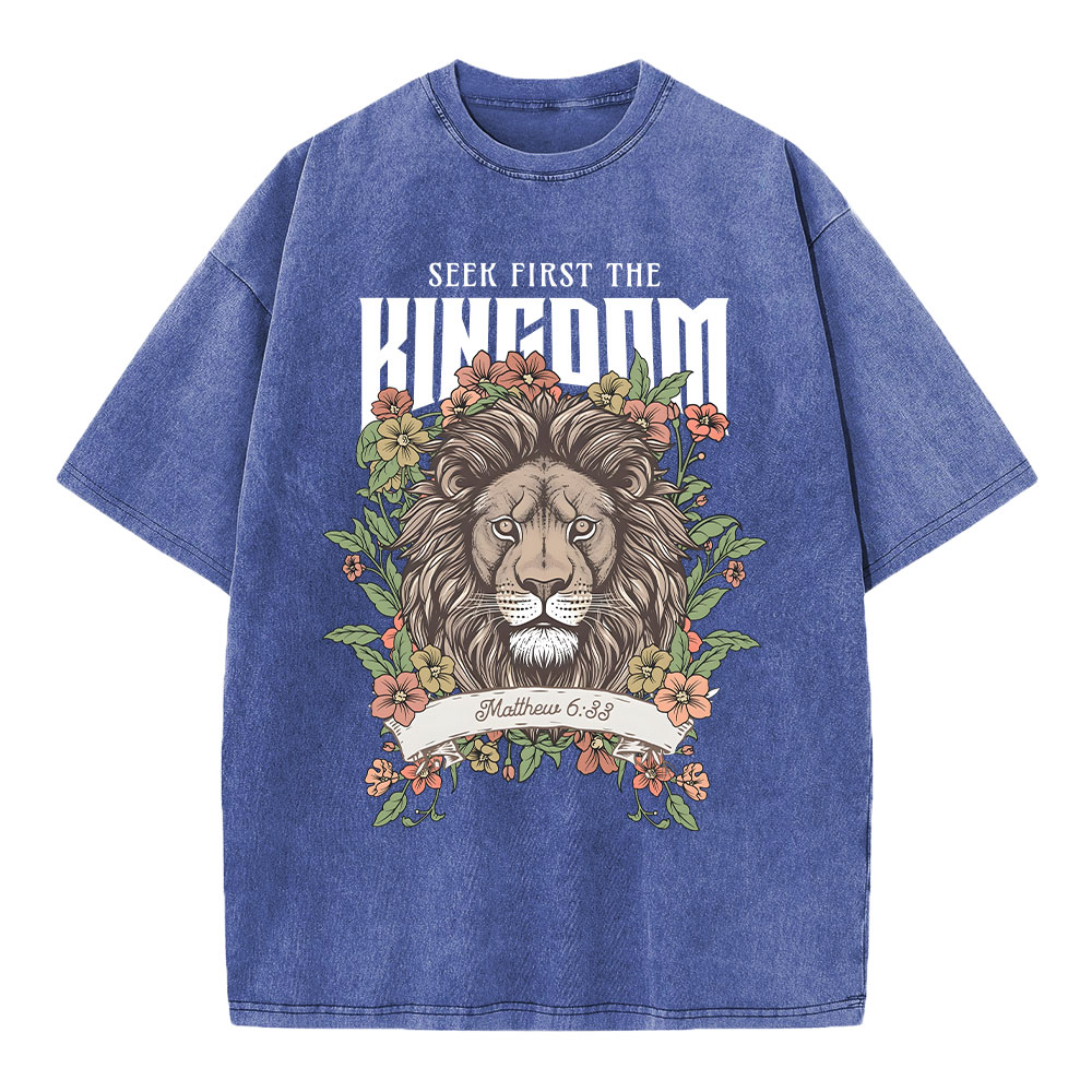 Seek First The Kingdom Christian Washed T-Shirt