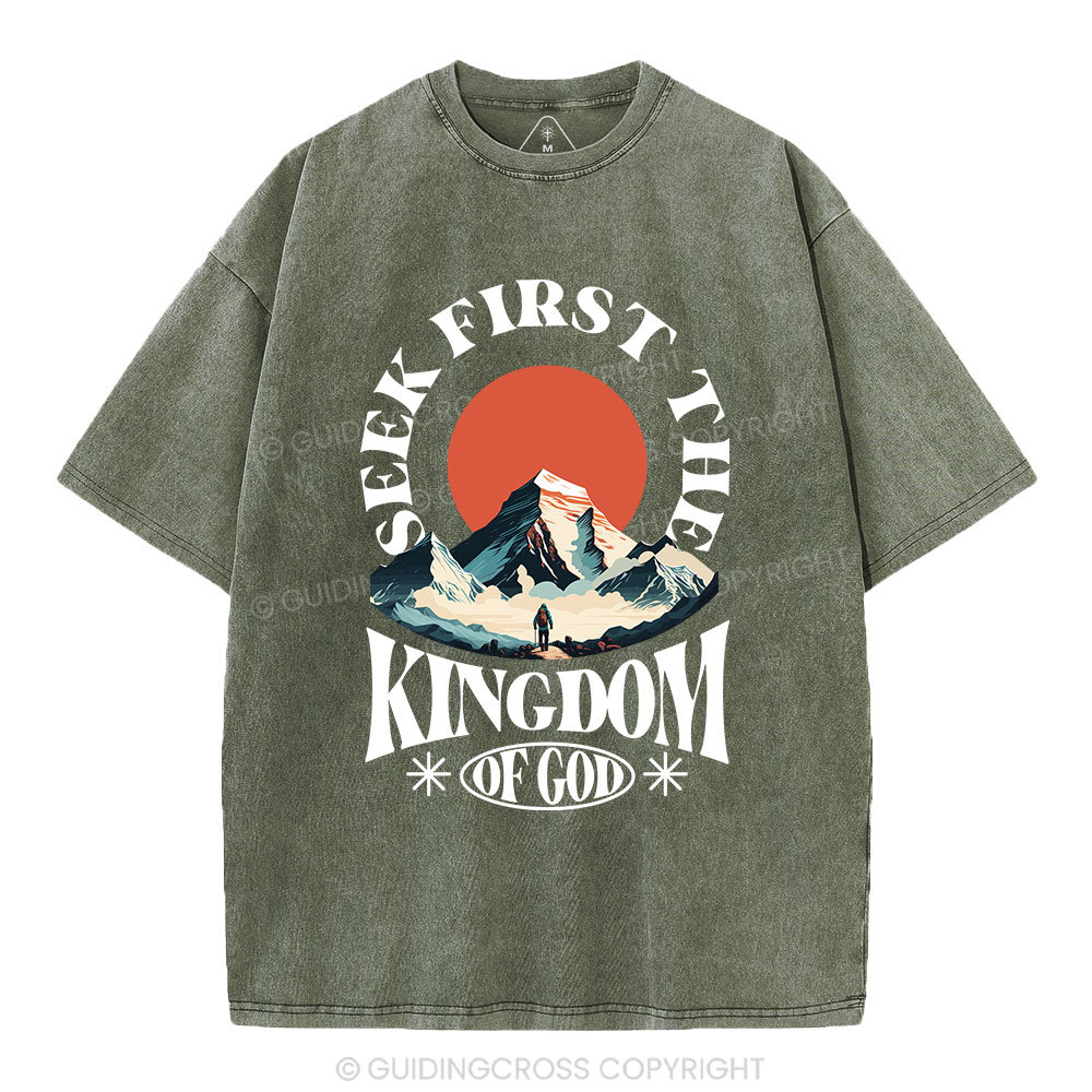 Seek First The Kingdom Of God Christian Washed T-Shirt