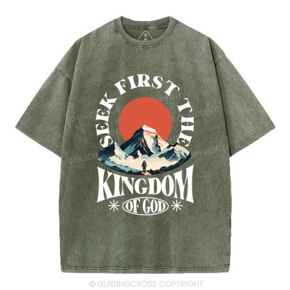 Seek First The Kingdom Of God Christian Washed T-Shirt
