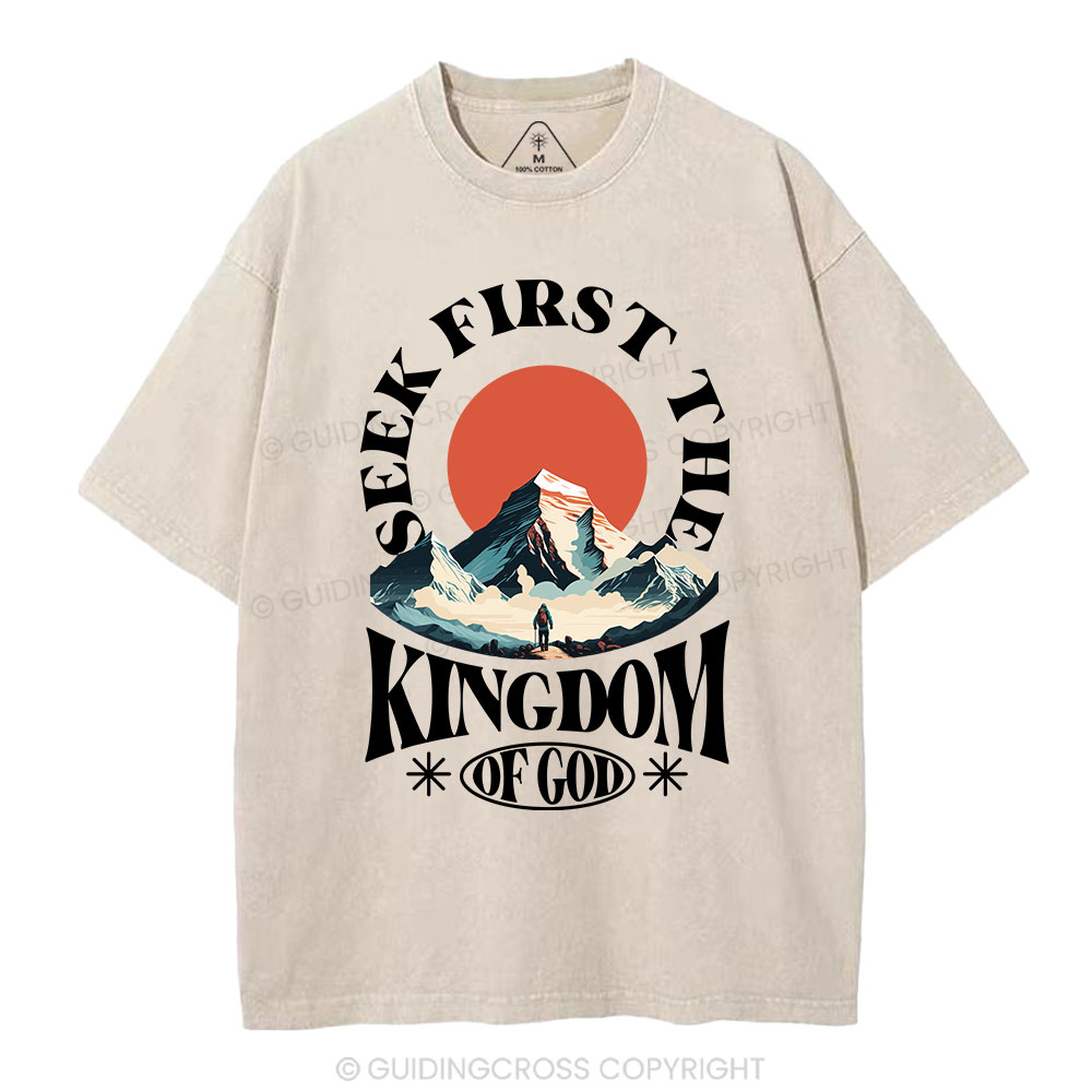 Seek First The Kingdom Of God Christian Washed T-Shirt