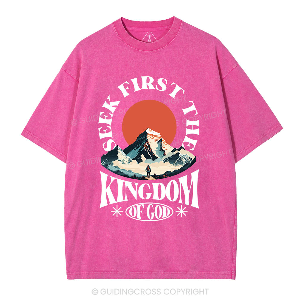 Seek First The Kingdom Of God Christian Washed T-Shirt