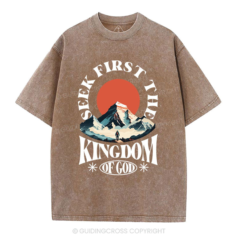 Seek First The Kingdom Of God Christian Washed T-Shirt