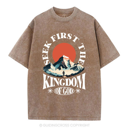 Seek First The Kingdom Of God Christian Washed T-Shirt