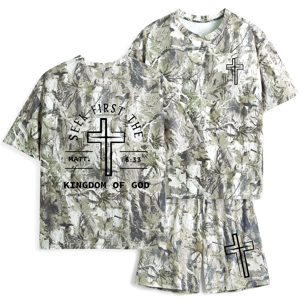 Seek First The Kingdom Of God Christian Camo T-Shirt & Shorts