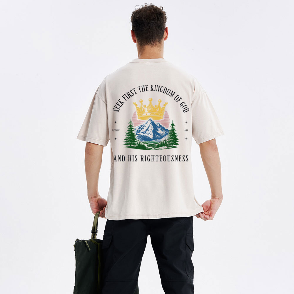 Seek First The Kingdom Of God Christian Washed T-Shirt