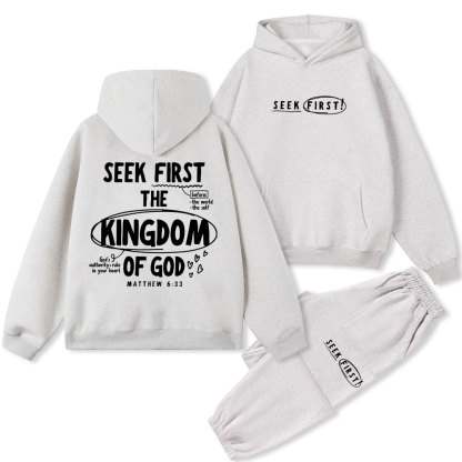 Seek Frist The Kingdom Of God Christian Fleece Hoodie Set