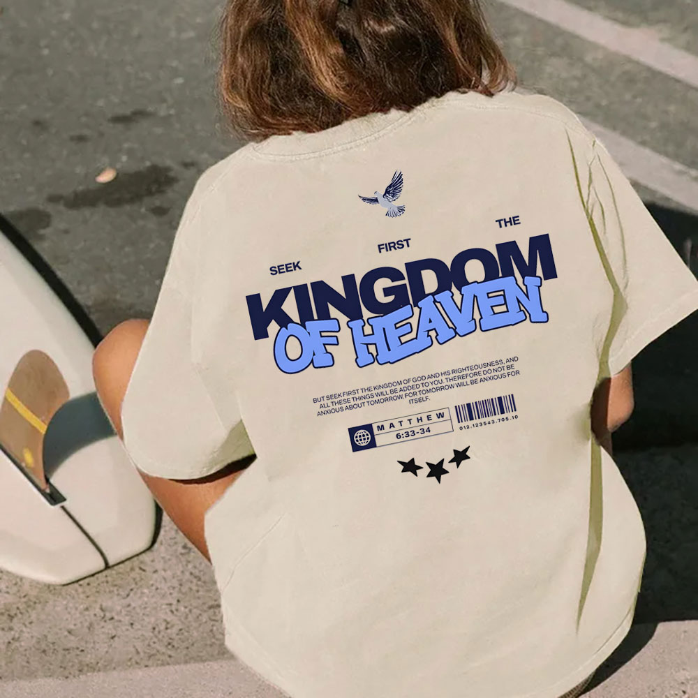 Seek Frist The Kingdom Of Heaven Christian Washed T-Shirt