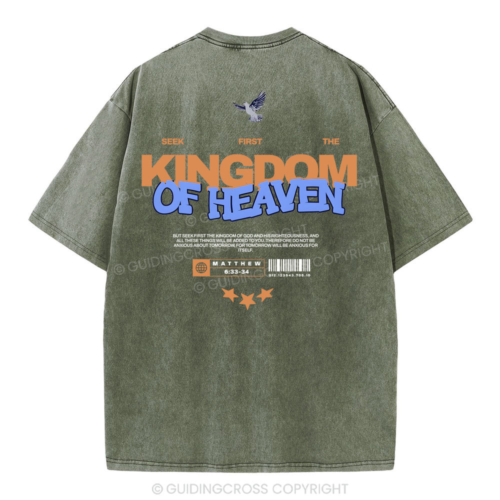 Seek Frist The Kingdom Of Heaven Christian Washed T-Shirt