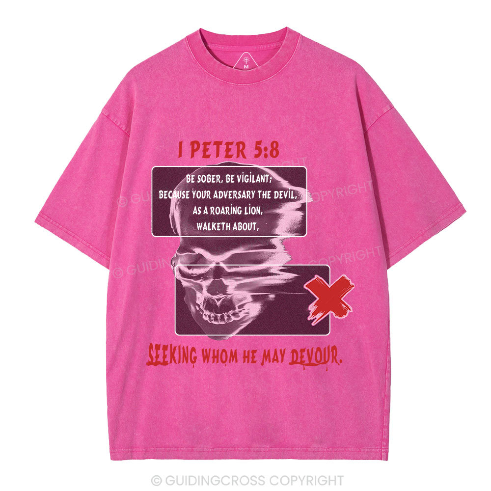 Seeking Whom He May Devour Christian Washed T-Shirt