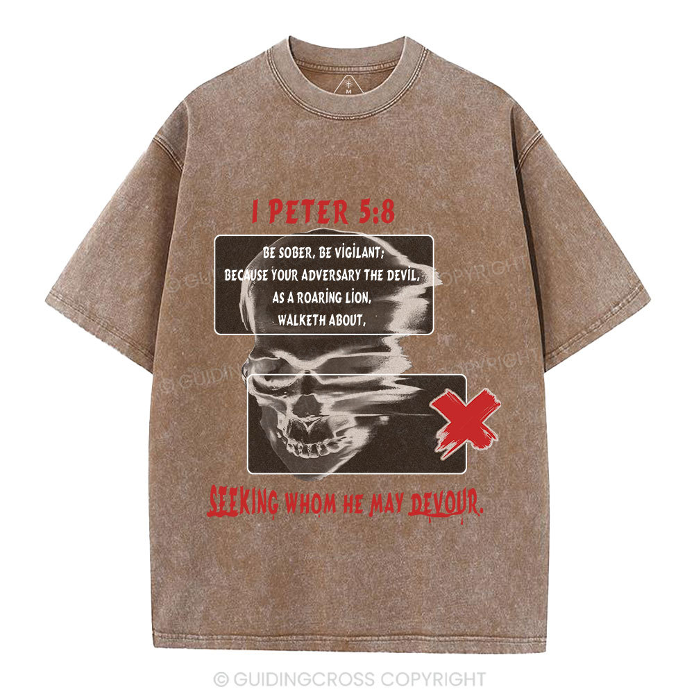 Seeking Whom He May Devour Christian Washed T-Shirt