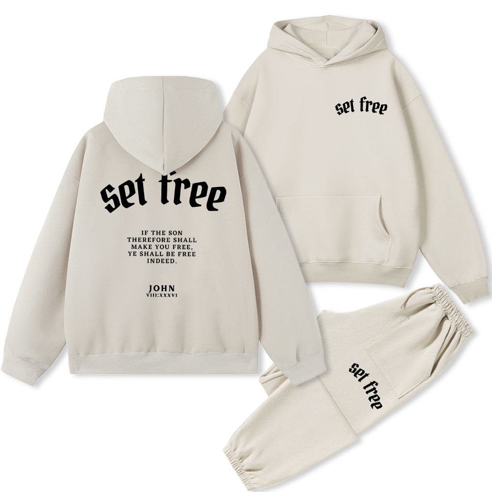 Set Free Christian Fleece Hoodie Set