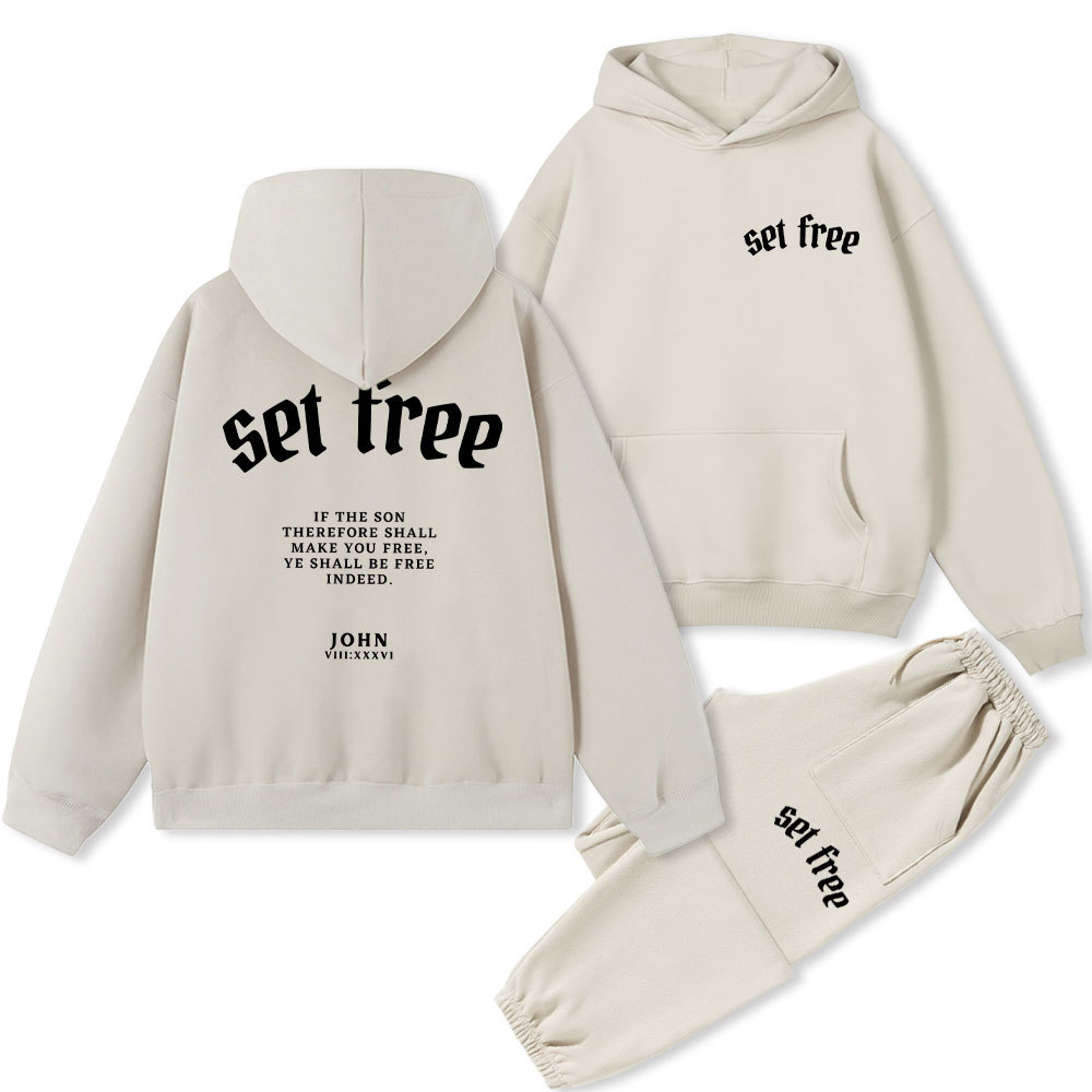 Set Free Christian Fleece Hoodie Set