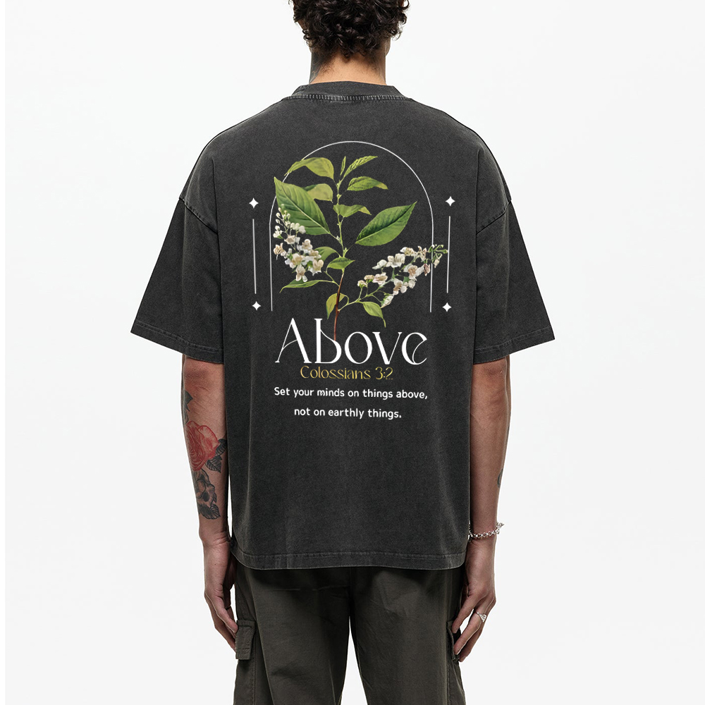 Set Your Mind On Things Above Christian Washed T-Shirt