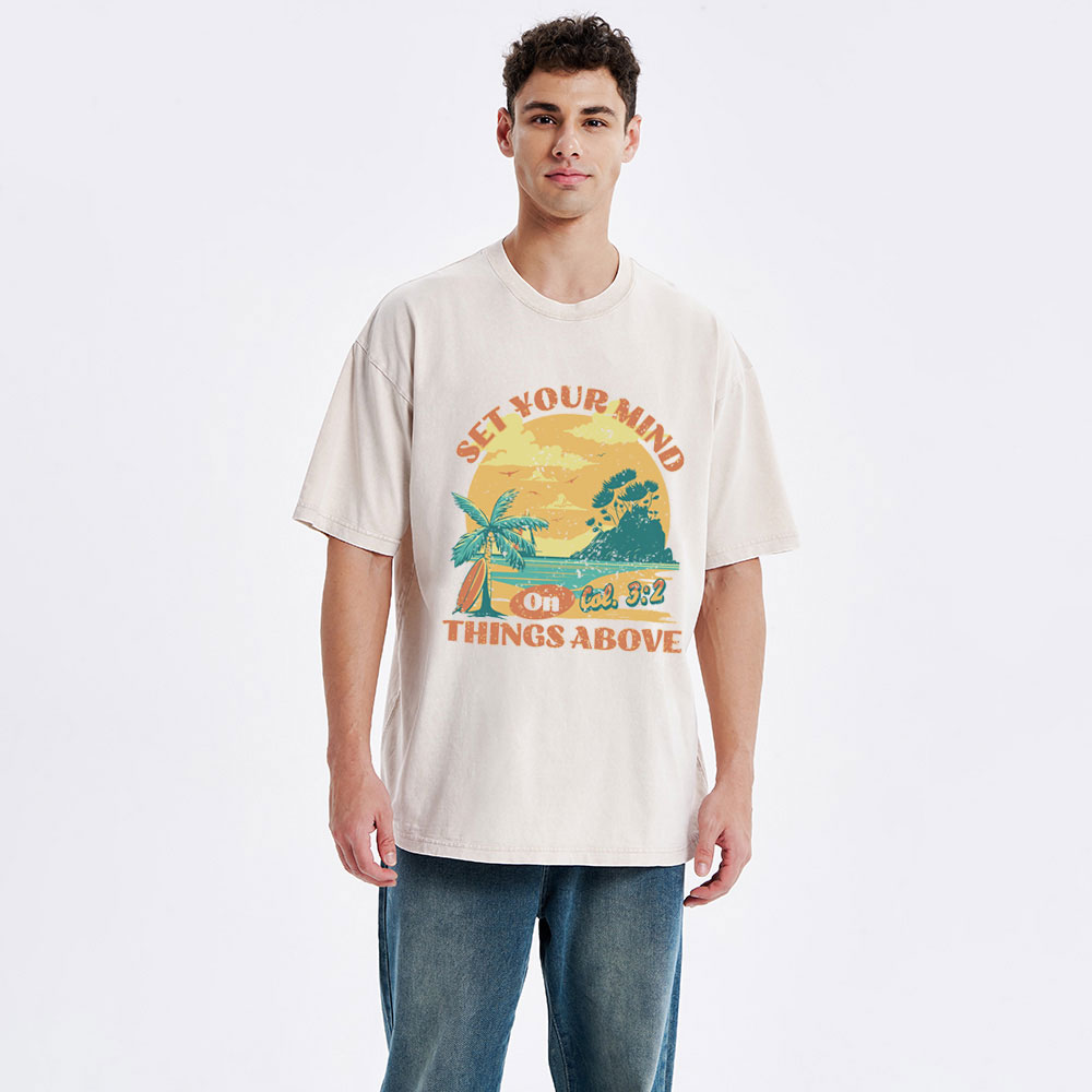 Set Your Mind On Things Above Christian Washed T-Shirt