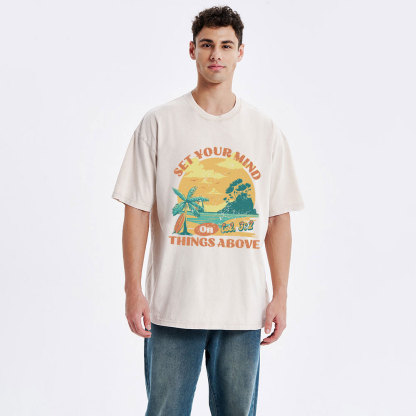 Set Your Mind On Things Above Christian Washed T-Shirt