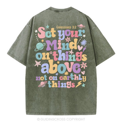 Set Your Mind On Things Christian Washed T-Shirt