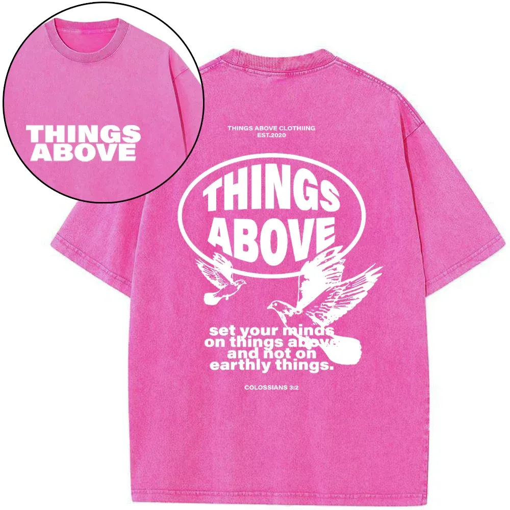 Set Your Minds On Things Above Christian Washed T-Shirt