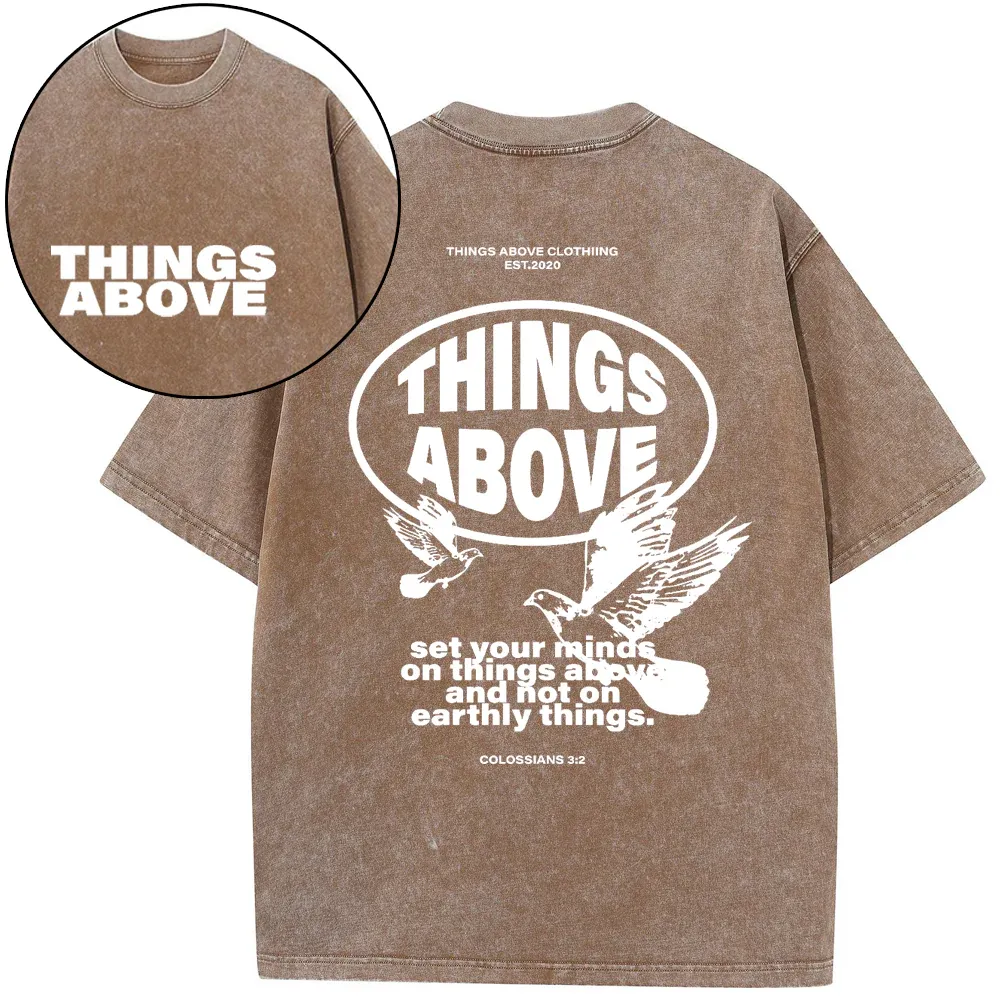 Set Your Minds On Things Above Christian Washed T-Shirt