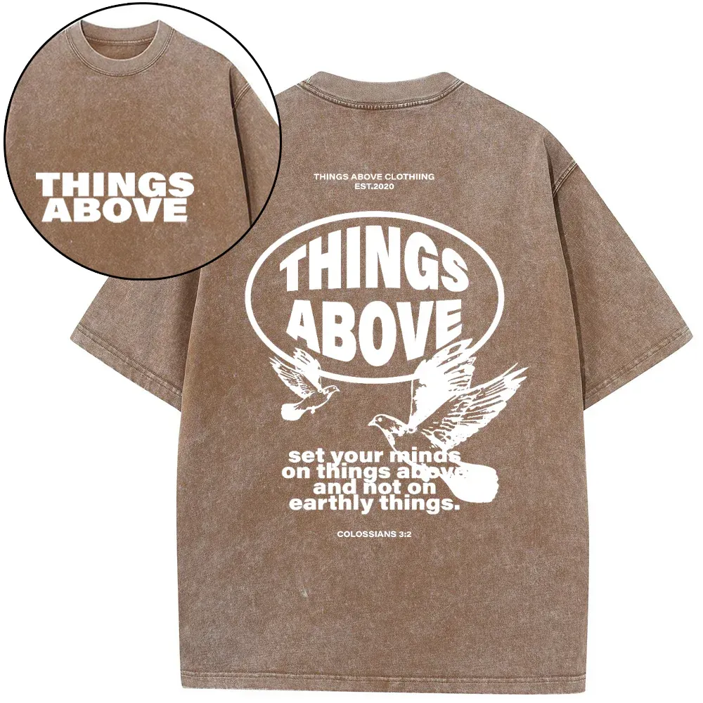 Set Your Minds On Things Above Christian Washed T-Shirt