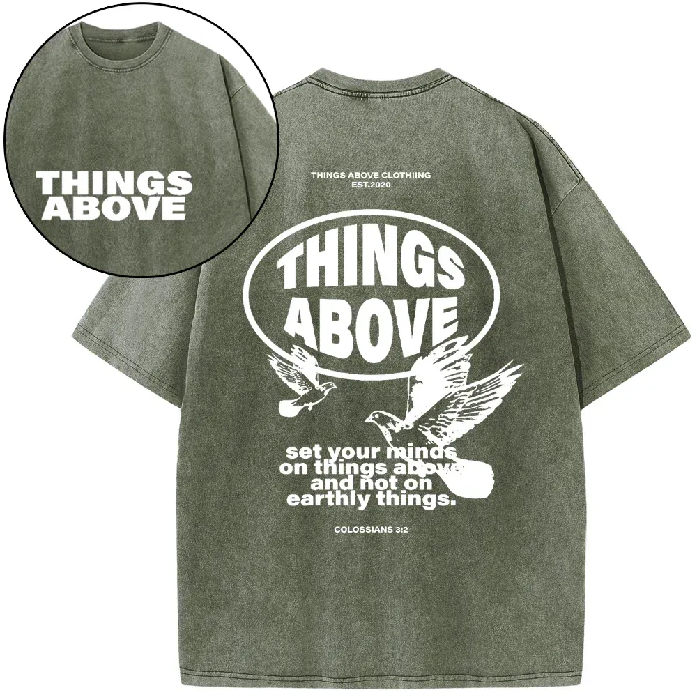 Set Your Minds On Things Above Christian Washed T-Shirt