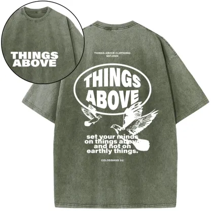 Set Your Minds On Things Above Christian Washed T-Shirt