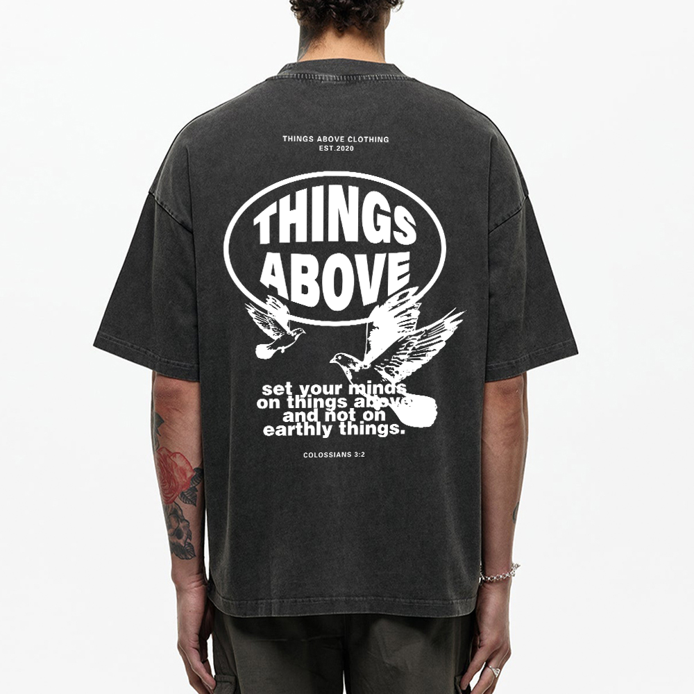 Set Your Minds On Things Above Christian Washed T-Shirt