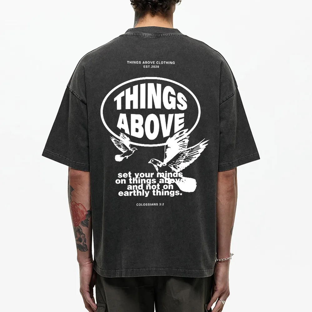 Set Your Minds On Things Above Christian Washed T-Shirt