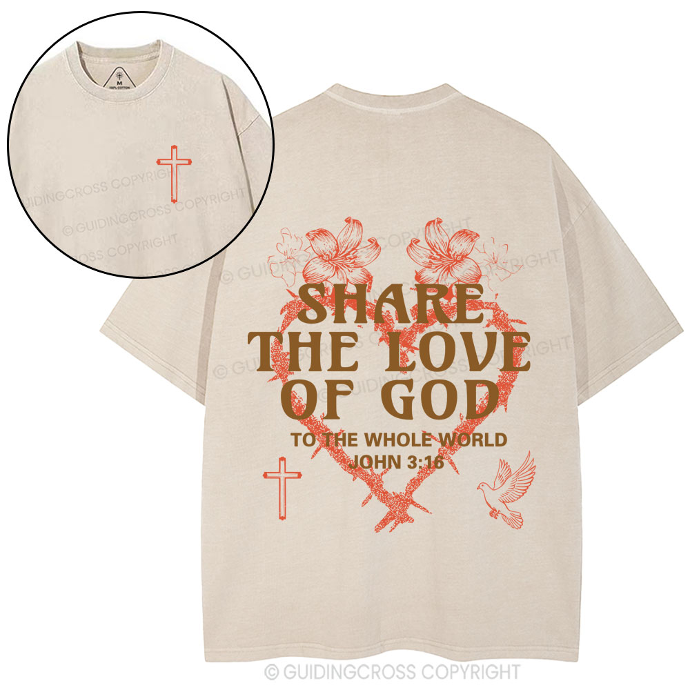 Share The Love Of God Christian Washed T-shirt
