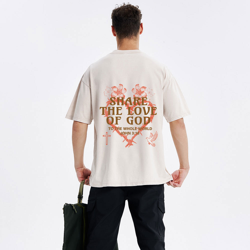 Share The Love Of God Christian Washed T-shirt