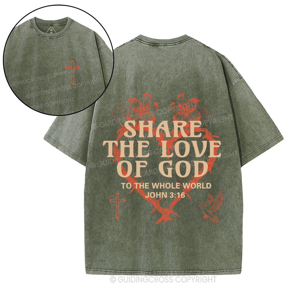 Share The Love Of God Christian Washed T-shirt