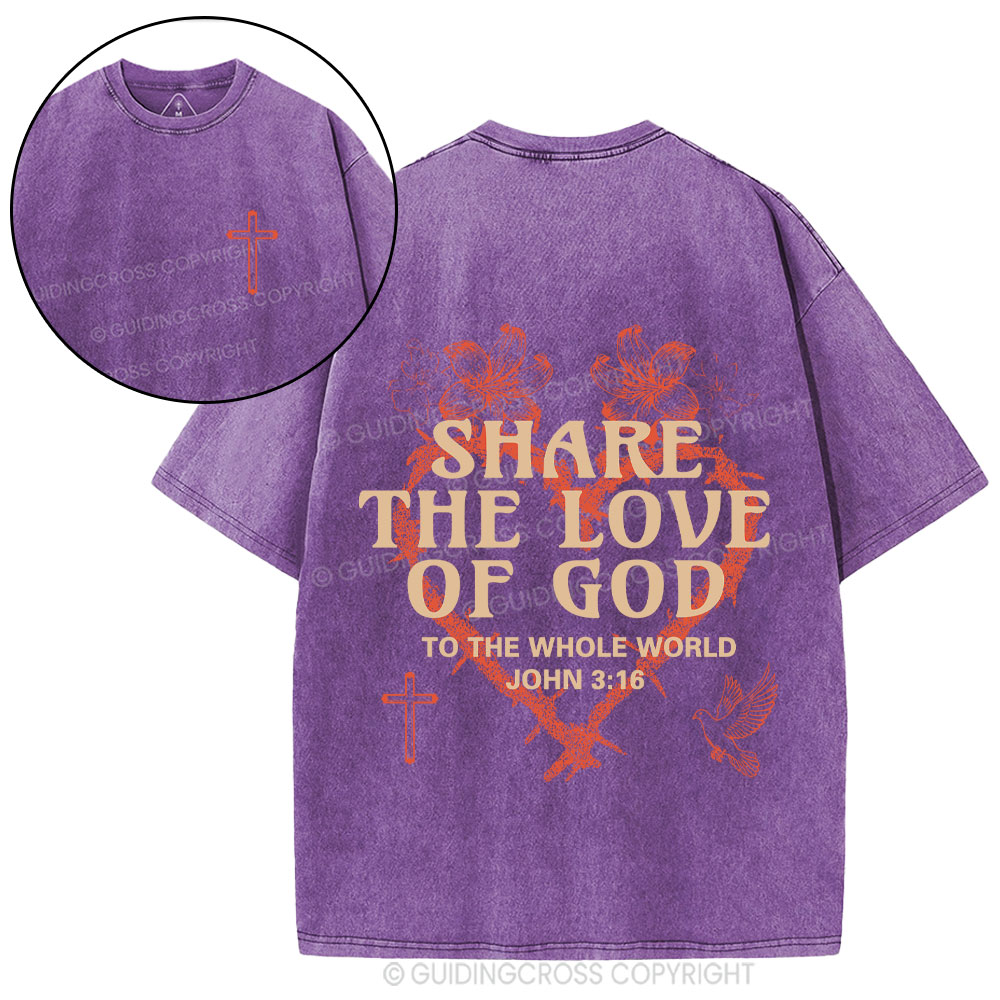 Share The Love Of God Christian Washed T-shirt