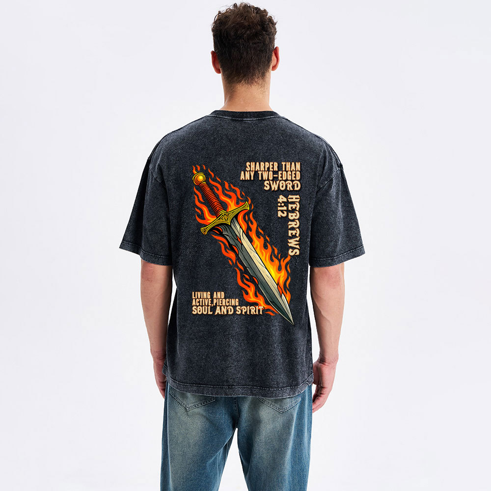 Sharper Than Any Two-Edged Sword Christian Waashed T-Shirt