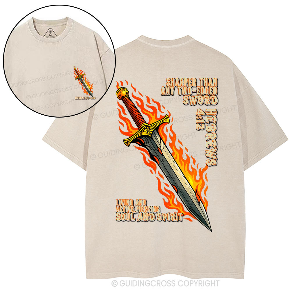 Sharper Than Any Two-Edged Sword Christian Waashed T-Shirt