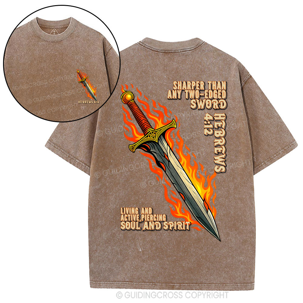 Sharper Than Any Two-Edged Sword Christian Waashed T-Shirt