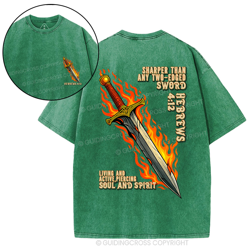 Sharper Than Any Two-Edged Sword Christian Waashed T-Shirt