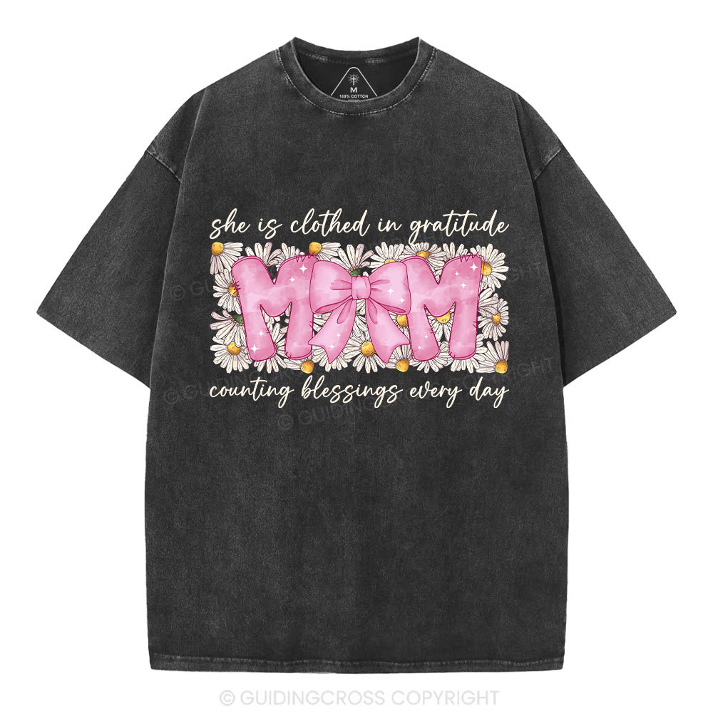 She Is Clothed In Grateful Christian Washed T-Shirt